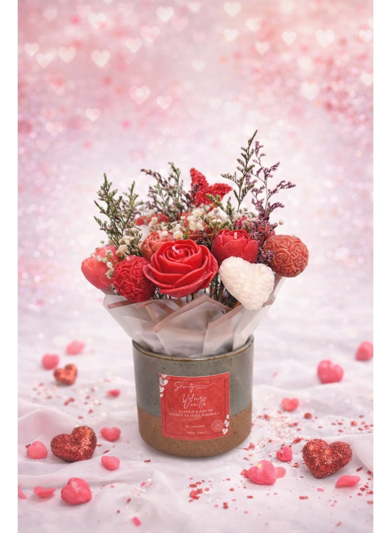 Serenity Candles شمعة باقة الزهور «سيرينيتي فيلور فانيلا» – فاخرة بوزن 500 غرام من مزيج شمع الصويا المصنوع يدويًا – ترتيب فريد يضم 20 شمعة منفصلة على شكل زهور – هدية رومانسية لعيد الحب والذكرى السنوية وديكور فاخر للمنزل - Image 1